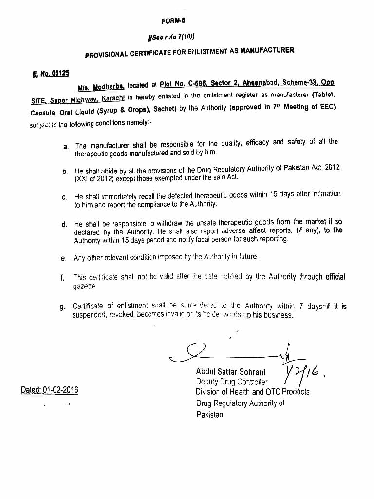 Manufacturer License